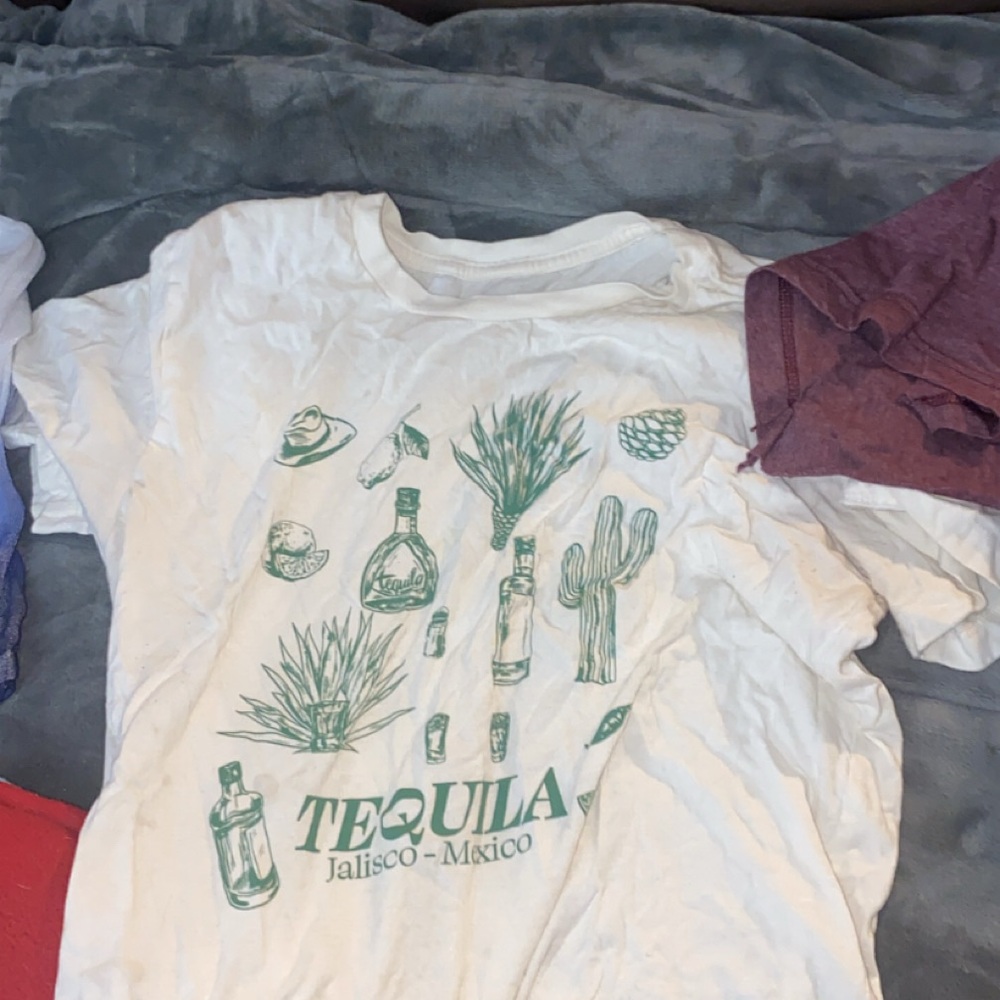 White Graphic Tee with Green Print